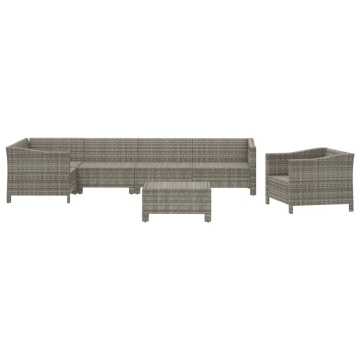 Set mobilier de grădină cu perne, 7 piese, gri, poliratan - Img 4
