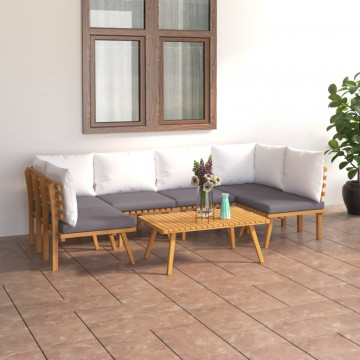Set mobilier de grădină cu perne, 7 piese, lemn masiv acacia - Img 1