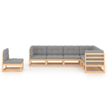 Set mobilier de grădină cu perne, 7 piese, lemn masiv de pin - Img 2