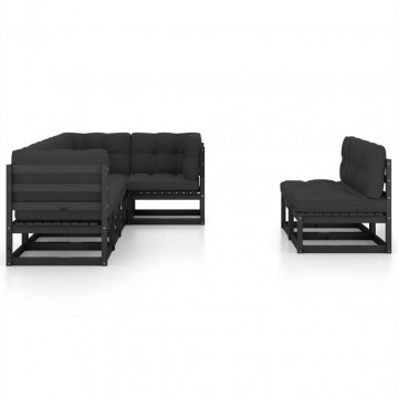 Set mobilier de grădină cu perne, 7 piese, lemn masiv de pin - Img 3