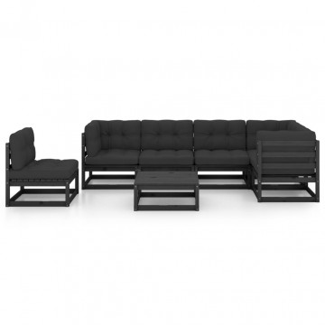 Set mobilier de grădină cu perne, 7 piese, lemn masiv de pin - Img 3