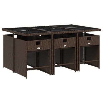 Set mobilier de grădină cu perne, 7 piese, maro, poliratan - Img 3