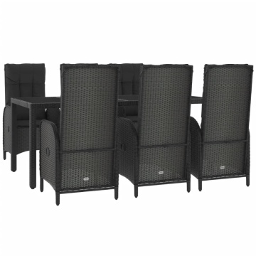 Set mobilier de grădină cu perne, 7 piese, negru/gri, poliratan - Img 3