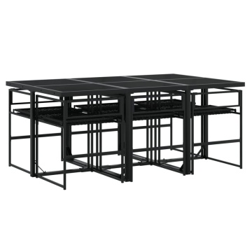 Set mobilier de grădină cu perne, 7 piese, negru, poliratan - Img 6
