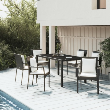 Set mobilier de grădină cu perne, 7 piese, negru, poliratan - Img 1