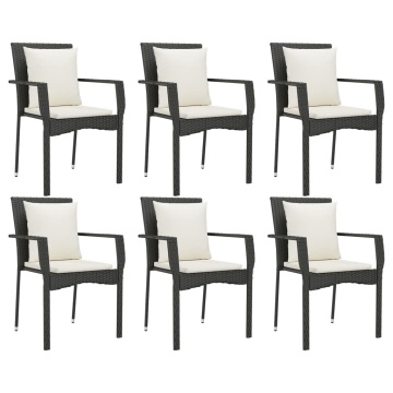 Set mobilier de grădină cu perne, 7 piese, negru, poliratan - Img 4