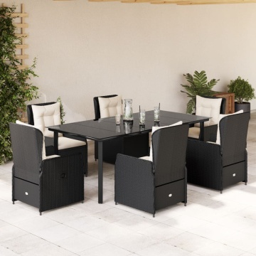 Set mobilier de grădină cu perne, 7 piese, negru, poliratan - Img 1