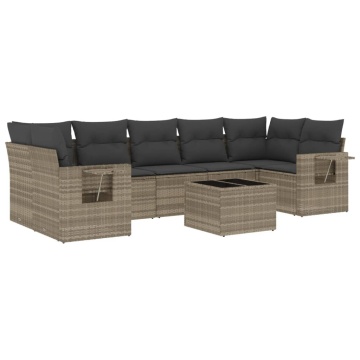 Set mobilier de grădină cu perne, 8 piese gri deschis poliratan - Img 2