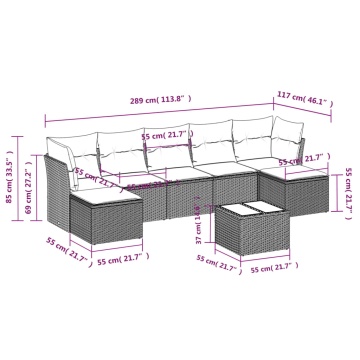 Set mobilier de grădină cu perne, 8 piese gri deschis poliratan - Img 3