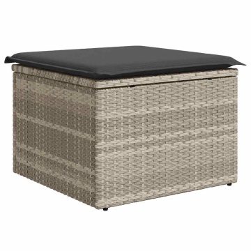 Set mobilier de grădină cu perne, 8 piese gri deschis poliratan - Img 5