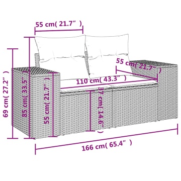 Set mobilier de grădină cu perne, 8 piese gri deschis poliratan - Img 7