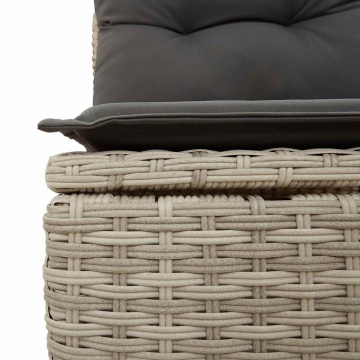 Set mobilier de grădină cu perne, 8 piese gri deschis poliratan - Img 5