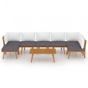 Set mobilier de grădină cu perne, 8 piese, lemn masiv acacia - Img 3