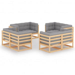 Set mobilier de grădină cu perne, 8 piese, lemn masiv de pin - Img 1