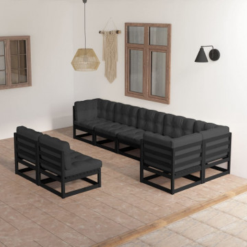 Set mobilier de grădină cu perne, 8 piese, lemn masiv de pin - Img 1
