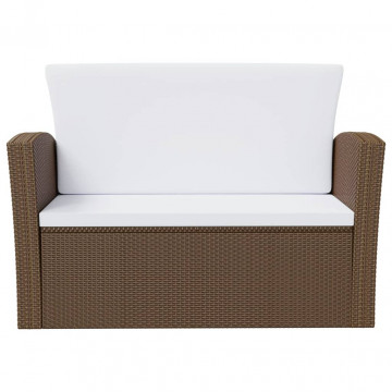 Set mobilier de grădină cu perne, 8 piese, maro, poliratan - Img 5