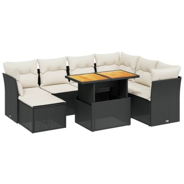 Set mobilier de grădină cu perne, 8 piese, negru, poliratan - Img 2