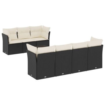 Set mobilier de grădină cu perne, 8 piese, negru, poliratan - Img 2