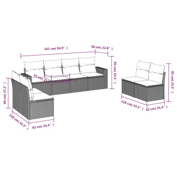 Set mobilier de grădină cu perne, 8 piese, negru, poliratan - Img 3