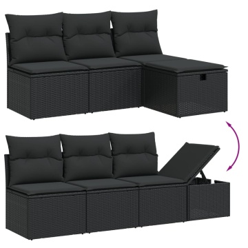 Set mobilier de grădină cu perne, 8 piese, negru, poliratan - Img 3