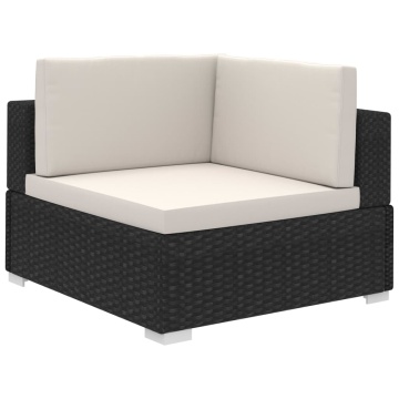 Set mobilier de grădină cu perne, 8 piese, negru, poliratan - Img 3