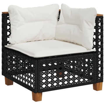 Set mobilier de grădină cu perne, 8 piese, negru, poliratan - Img 3