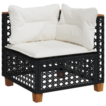 Set mobilier de grădină cu perne, 8 piese, negru, poliratan - Img 3