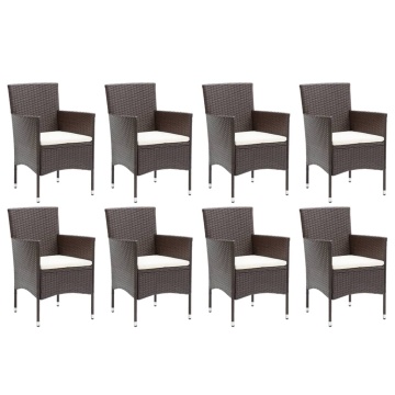 Set mobilier de grădină cu perne, 9 piese, maro, poliratan - Img 3