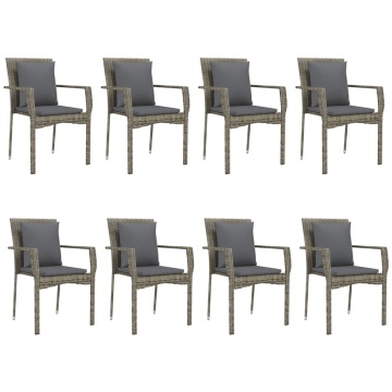 Set mobilier de grădină cu perne, 9 piese, negru/gri, poliratan - Img 4