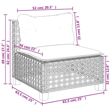 Set mobilier de grădină cu perne, 9 piese, negru, poliratan - Img 7