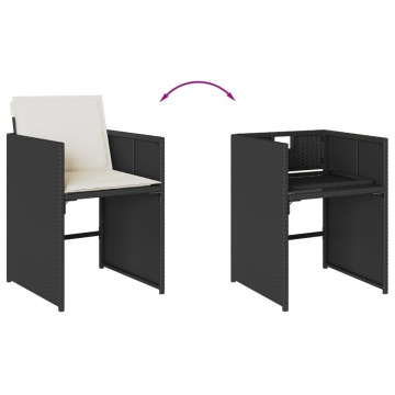 Set mobilier de grădină cu perne, 9 piese, negru, poliratan - Img 5