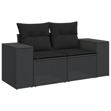 Set mobilier de grădină cu perne, 9 piese, negru, poliratan - Img 6