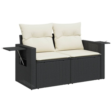 Set mobilier de grădină cu perne, 9 piese, negru, poliratan - Img 8