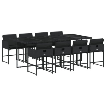 Set mobilier de grădină cu perne, 9 piese, negru, poliratan - Img 2