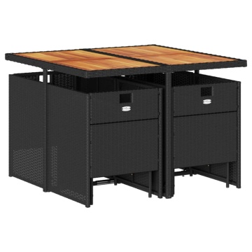 Set mobilier de grădină cu perne, 9 piese, negru, poliratan - Img 3