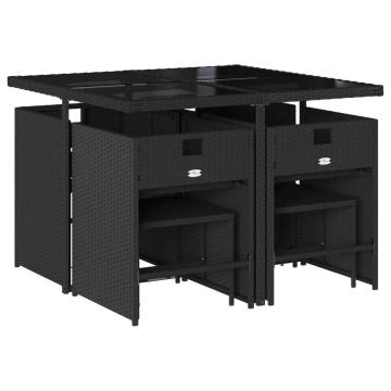 Set mobilier de grădină cu perne, 9 piese, negru, poliratan - Img 3