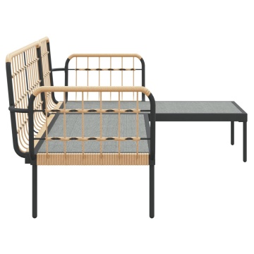 Set mobilier de grădină cu perne bej, 3 piese, poliratan - Img 6