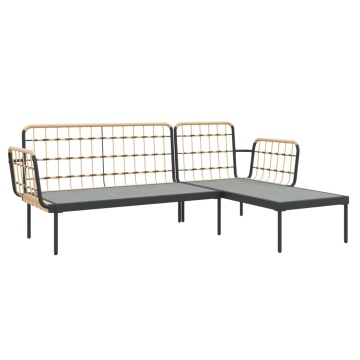 Set mobilier de grădină cu perne gri închis, 3 piese, poliratan - Img 5