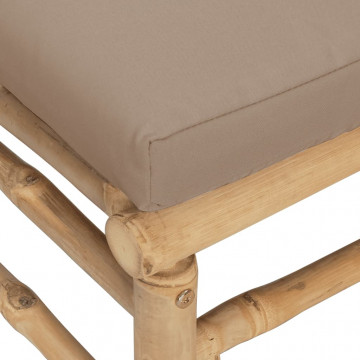Set mobilier de grădină cu perne gri taupe, 3 piese, bambus - Img 5
