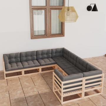 Set mobilier de grădină din 8 piese, lemn masiv de pin - Img 1