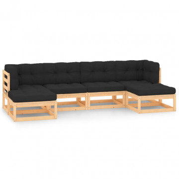 Set mobilier de grădină perne antracit 6 piese lemn masiv pin - Img 1