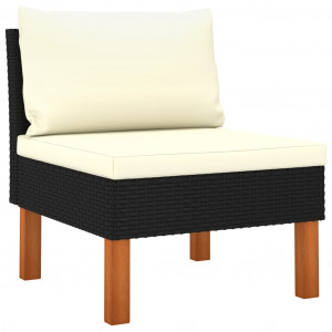 Set mobilier grădină, 3 piese, poliratan & lemn masiv eucalipt - Img 6