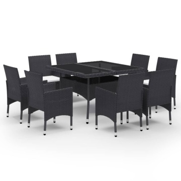 Set mobilier grădină, 9 piese, negru, poliratan, lemn acacia - Img 2