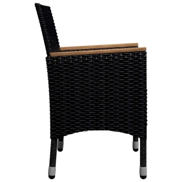 Set mobilier grădină, 9 piese, negru, poliratan/sticlă tratată - Img 5