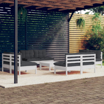 Set mobilier grădină cu perne, 5 piese, antracit, lemn de pin - Img 1