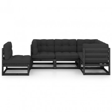 Set mobilier grădină cu perne, 5 piese, lemn masiv pin - Img 3