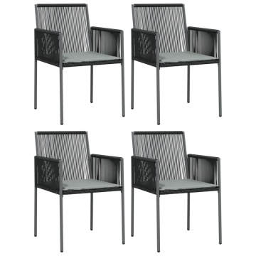 Set mobilier grădină cu perne, 5 piese, negru, poliratan & oțel - Img 4