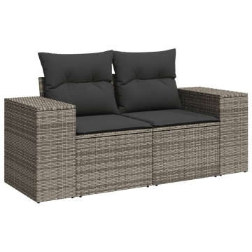 Set mobilier grădină cu perne, 6 piese, gri, poliratan - Img 4