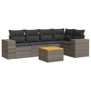 Set mobilier grădină cu perne, 6 piese, gri, poliratan - Img 2