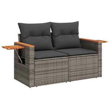 Set mobilier grădină cu perne, 6 piese, gri, poliratan - Img 3